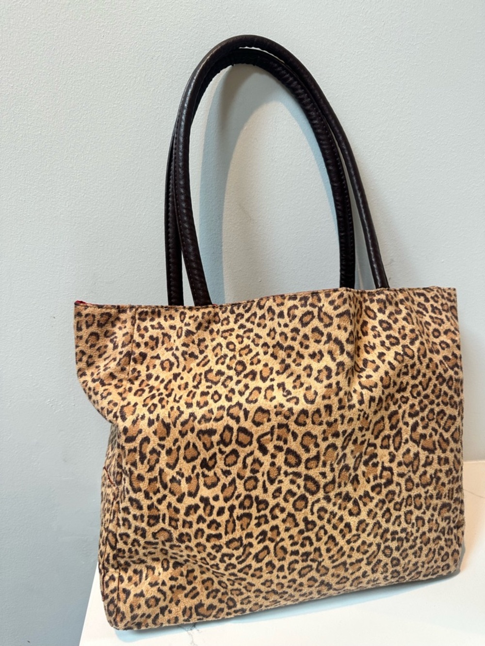 Neiman Marcus Leopard Print Tote Bag with Dark Brown Handles and leather tag - Picture 4 of 11